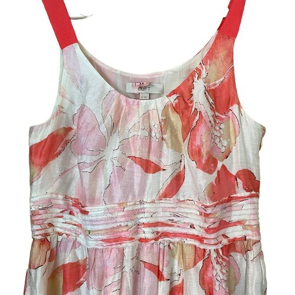 Ann Taylor Loft Linen Watercolor Hibiscus Floral Dress Size 10 - Picture 2 of 9